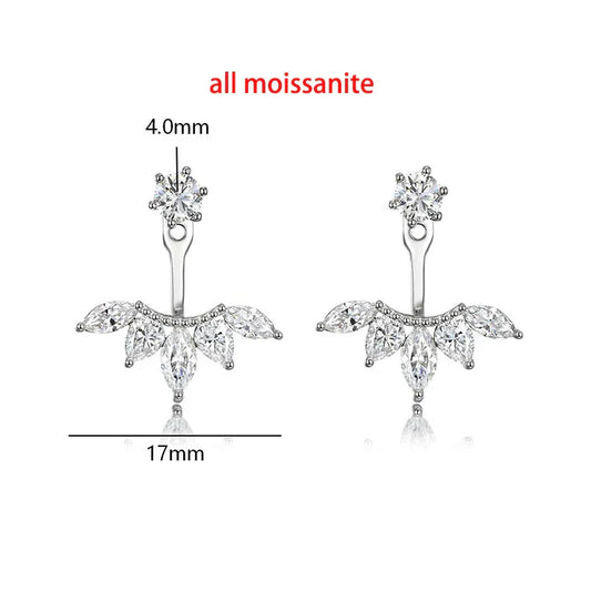 Trendy Full Moissanite Stud Earrings for Women Elegant Wedding Engagement Lab Diamond Ear Pure 925 Silver Jewelry Gifts