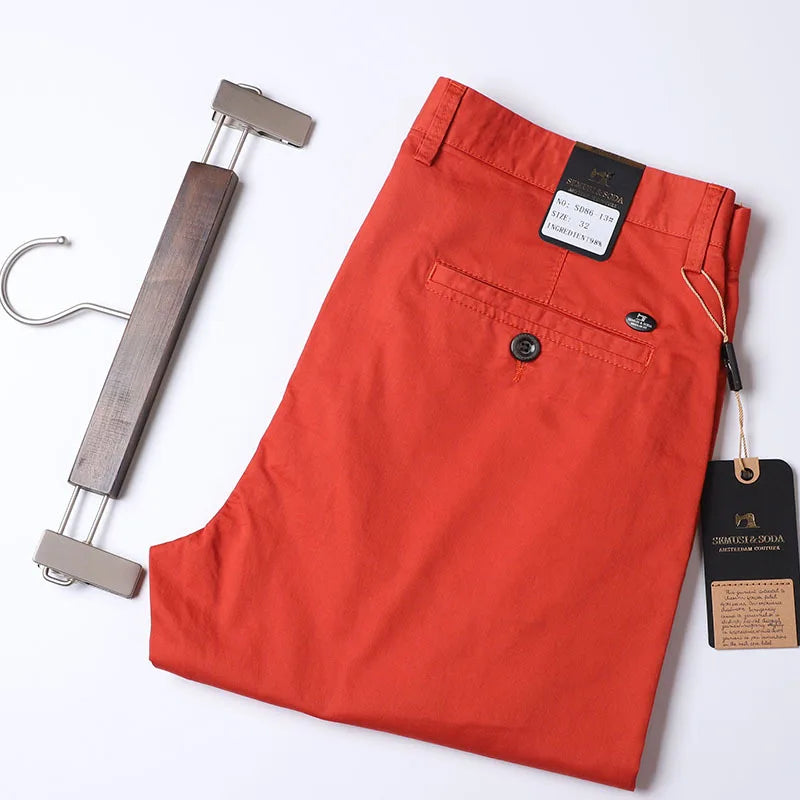 Thin Summer Solid Color Suit Pants Men Straight Korea Style Clothes Red Business Trousers Men Dress Office 2021