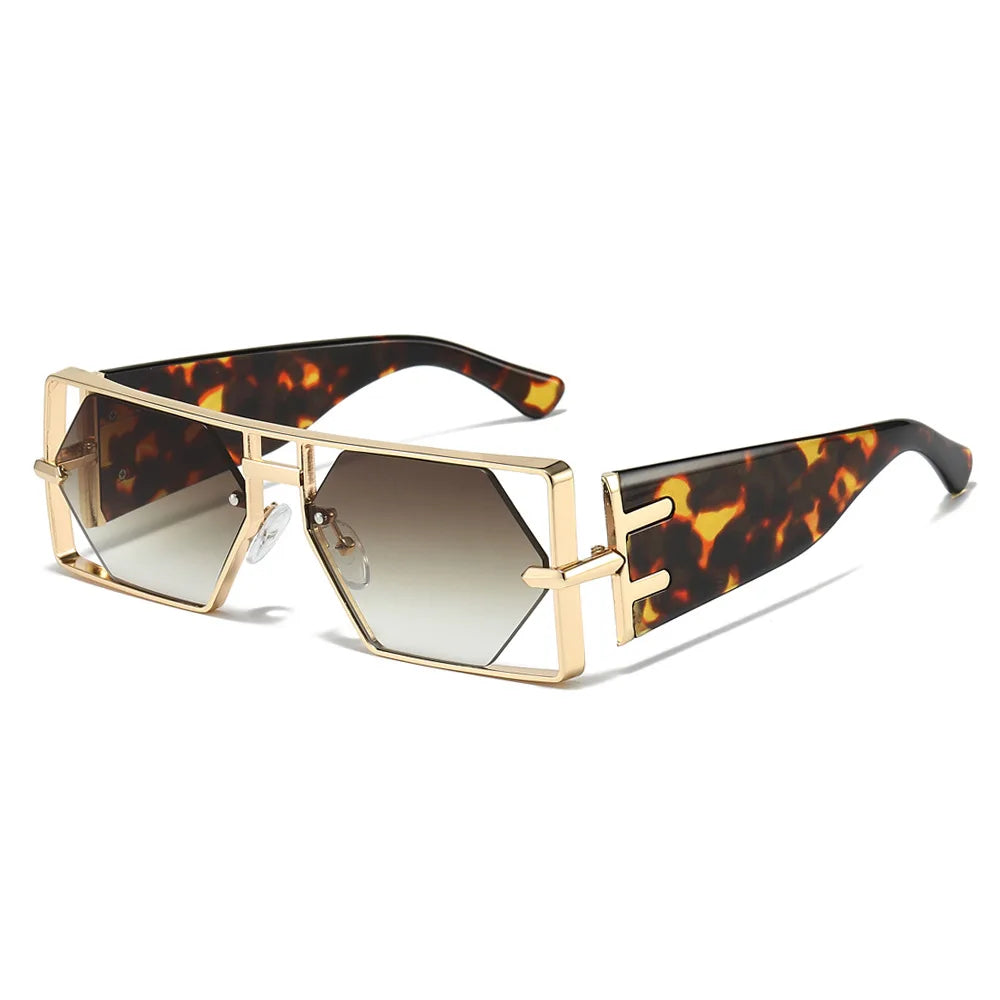 2025 New Hollow Sunglasses Men Women Hip Hop Internet Celebrities Ins Fashion Sun Glasses Ladies Female Alloy Frame Square UV400