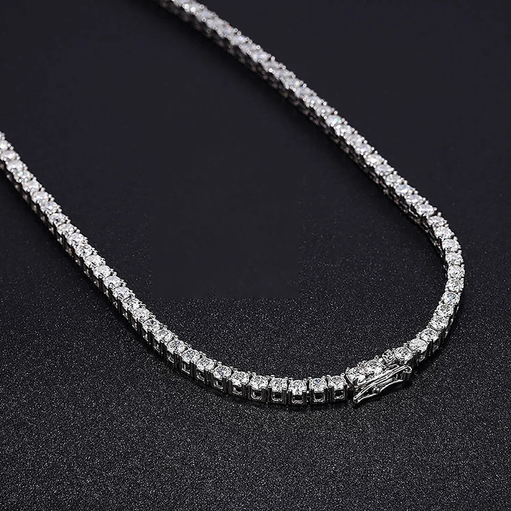 Long Tassel Full Moissanite Diamond Necklace With Certificate S925 Sterling Silver Plated 18k Gold Tennis Necklace For Women