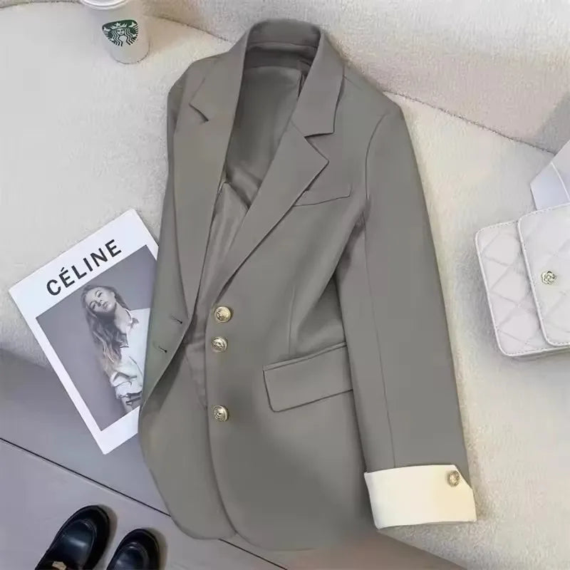 2025 Fashion Ladies Blazer Women Coat Spring Autumn Green Black Khaki Long Sleeve Female Business Work Wear Formal Jacket