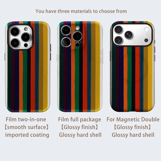 Cream Color StripesPhone Case for Magnetic for IPhone 17 16 15 14 13 Pro Max Plus Single Double-layer Tough Case