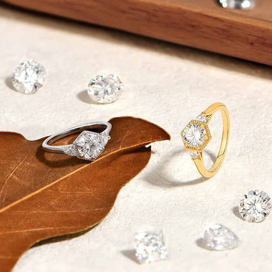 New Round Cut 1ct DVVS1 Moissanite Ring for Women Genuine 925 Silver 18K Gold Plated Classic Wedding Rings Jewelry Gift
