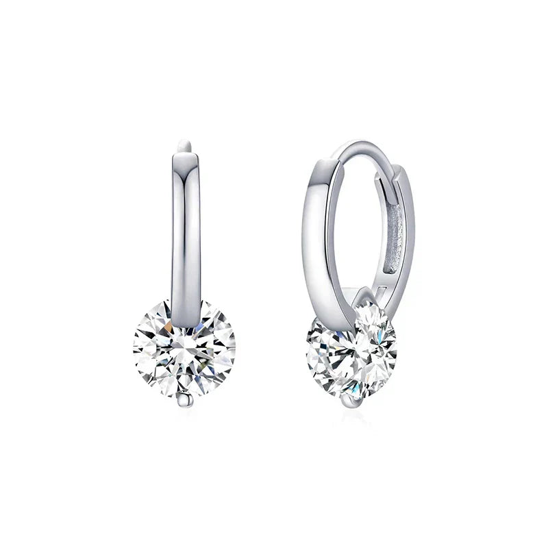 6.5mm 2CTTW Moissanite Wedding Hoop Earrings for Women Charm Lab Diamond Earring Fine Jewelry 100% S925 Sterling Silver