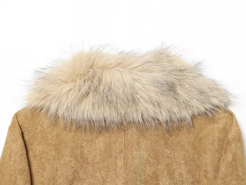 Faux Fur Suede Blazers for Women Faux Leather Women's Tailoring Blazers Winter Luxury Woman Blazer Fitted Coats and Jacket