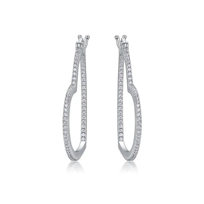 3.2CM Heart Moissanite Hoop Earrings for Women Classic Party Sparkling 925 Sterling Silver Earrings Wholesale Jewelry