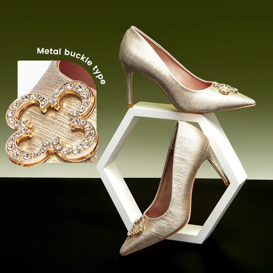 Heels Women's New High Quality Glitter Evening Shoes Women's Party Wedding Shoes 9cm
