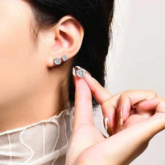 D VVS1 Moissanite Four Claw Earrings For Women Man S925 Sterling Silver Sparkling Wedding Jewelry Shipping from the USA