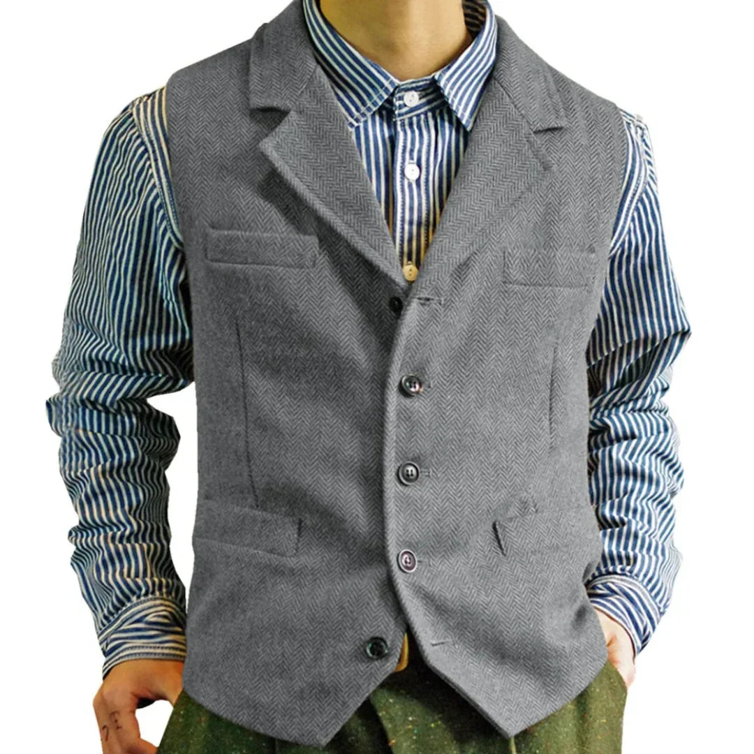Men Vest Brown Single Button With Lapel Solid Waistcoat For Wedding Banquet Business Office Work Casual Daily Men Suit Vest