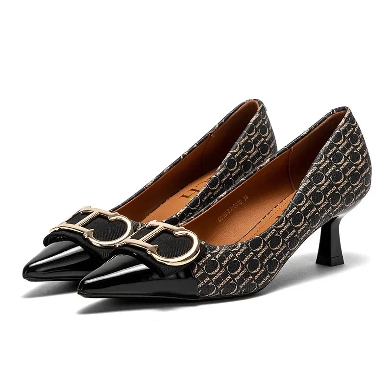 High Heels Women's Luxury Design Sandals Metallic Flower Square Toe Fine Heel Party Dress Shoes Brand High Heels 2024 Fashion