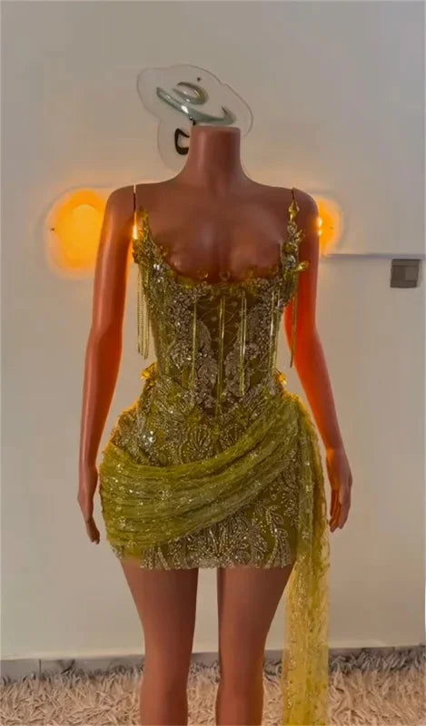 Sexy Short Prom Dress Beads Crystals Diamonds Birthday Party Gown Cocktail Homecoming Dresses Blackgirls Customized