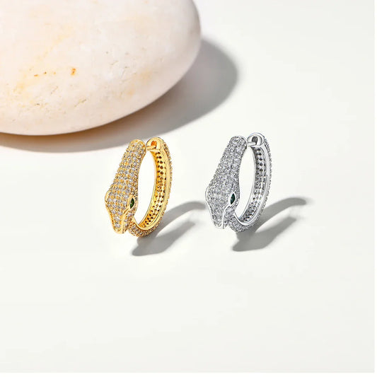 Boucles d'oreilles serpent en argent 925 couleur D VVS1, créoles et clous en moissanite, pour femmes et hommes, bijoux de fête et de fiançailles
