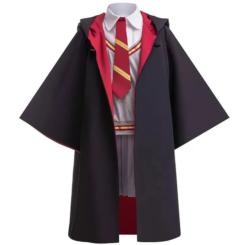 Halloween Movie Cosplay Costume Girls Striped Top + Cape Casual Suit Carnival Halloween Birthday Magic School Dress