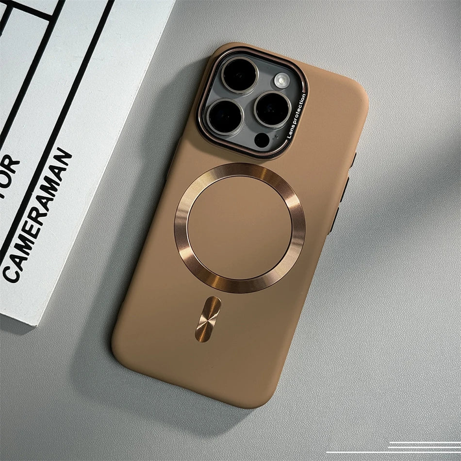Luxury Solid Color Matte Magnetic Wireless Charge Case For Magsafe For iPhone 15 14 13 12 16 17 Pro Max Ultra Thin Hard PC Cover