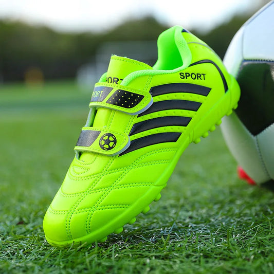Green Children Turf Soccer Shoes Cheap Football Cleats Training Football Boots Kids Futsal Shoes Sneaker for Boy botas de fútbol