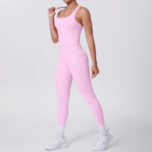Yoga Top Set Fitness Gym Suit Training Sleeveless Sport Gym Tops Crossover Back Sports Underwear Tummy Control Slimming