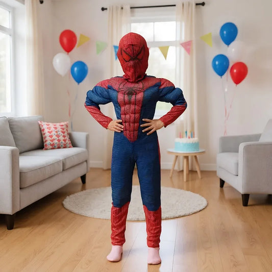 Children's Spider Cosplay Costume Movie Superhero Muscle Mask Suit School Festival Performance Outfit Halloween Party Gift