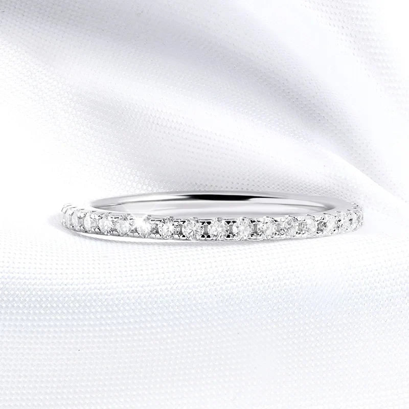 18k Plated 0.57ct Full Enternity Moissanite Ring Forn Women S925 Sterling Silver Matching Diamond Band Wedding Jewelry