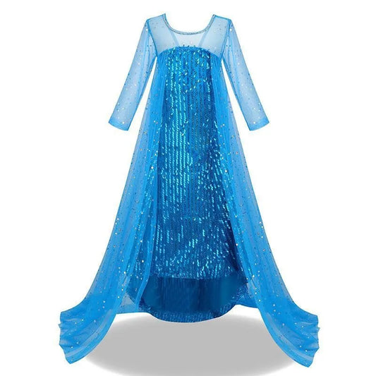 Halloween Elsa Dress Kids Cosplay Costumes Sequined Mesh Ball Gown Carnival Party Frozen Prom Gown Princess Dress for Girl