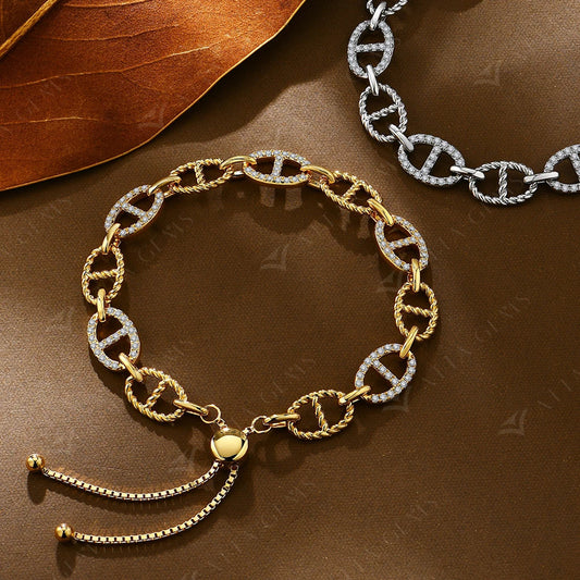 Bracelet en diamant Moissanite de couleur D VVS1 pour femmes et hommes, chaîne réglable en argent sterling 925, bijoux étincelants pour les mains