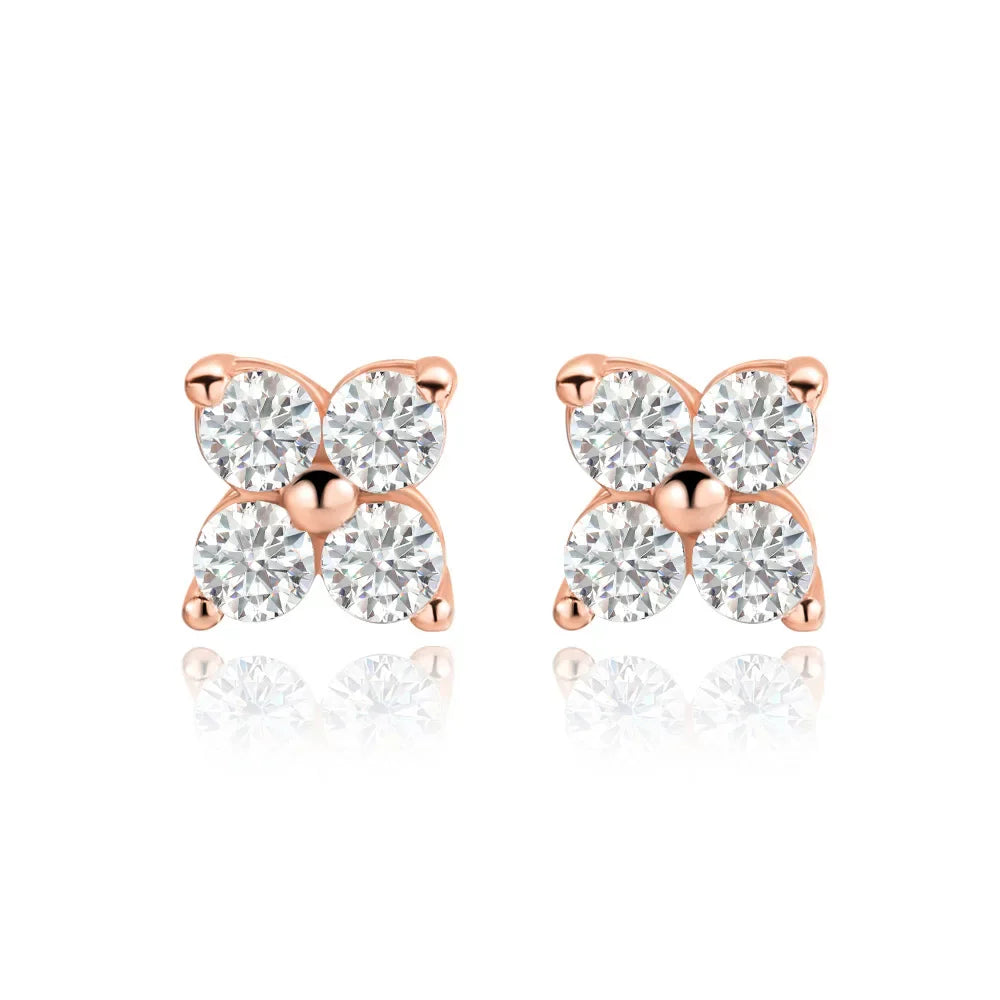 100% 925 Sterling Silver 0.1ct 3mm Moissanite Stud Earrings For Women 18K Gold Plated Sparkling Wedding Party Fine Jewelry