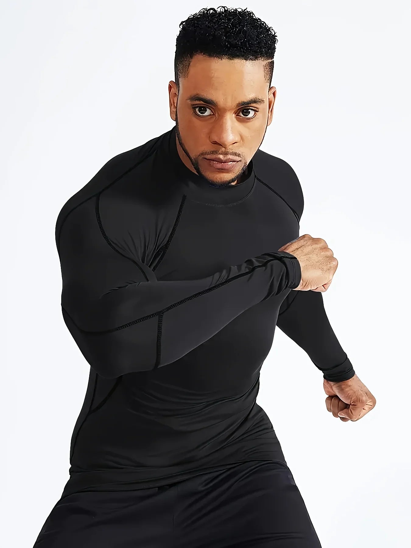 Fitness tight fitting men's long sleeved sports running basketball elastic base shirt with quick absorption and sweat wicking pr