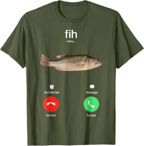 Fih Calling Remind Me Message Decline Accept Phone Call Fish T-Shirt Funny Fishman Graphic Outfit Short Sleeve Blouses Novelty