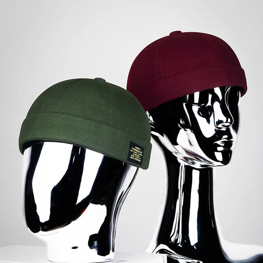 Brimless Hat for Men Women Cotton Classic Solid Color Beanie Beaded Hip Hop Hat for Outside Cycling Riding Activities