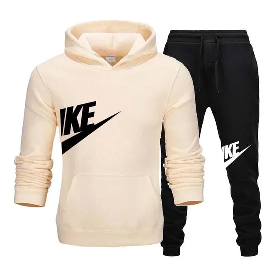 A new autumn and winter men's casual sportswear set of 2-piece hooded sweatshirt and long pants for outdoor fashionable jogging