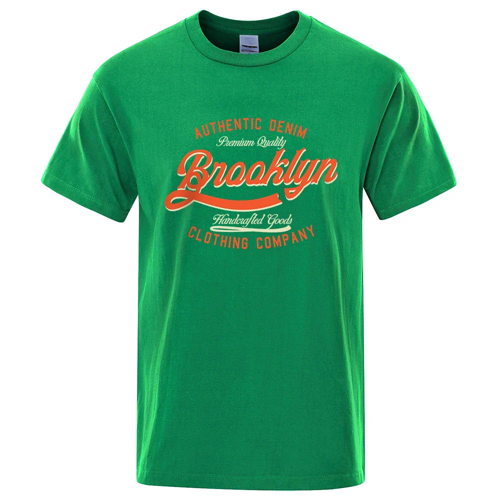 Letter, Brooklyn, New York City, Usa T Shirt Men Fashion O-Neck Tshirts Summer Cotton Tops Fashion Loose Street Hip Hop T-Shirts