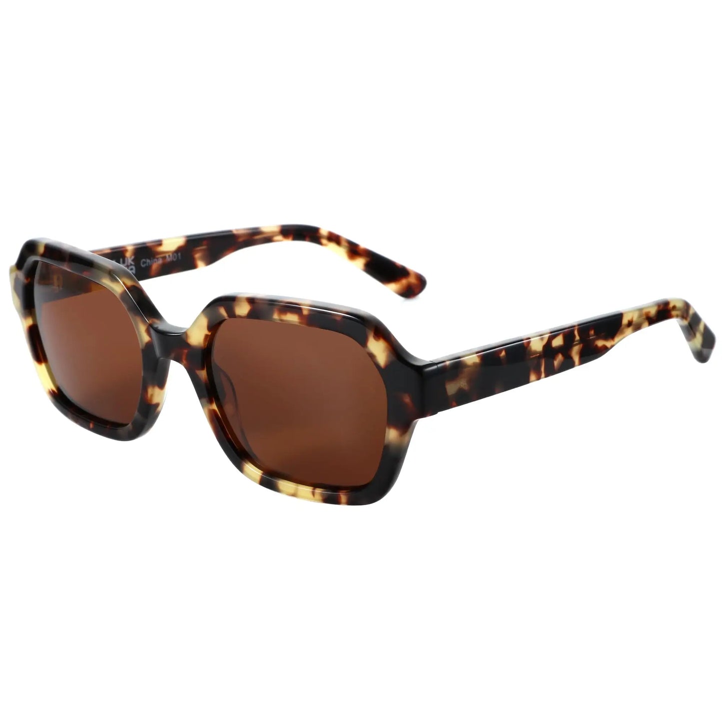 Retro Polarized Hexagon Sunglasses for Women Classic Vintage Square Sun Glasses Acetate Shades UV400 Protection