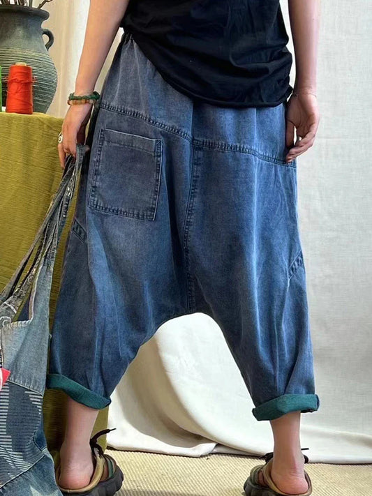 2025 Summer Ladies Chinese Loose Cross Pants Womens Luxury Casual Harajuku Jeans Ladies Classic Vintage Denim Trousers