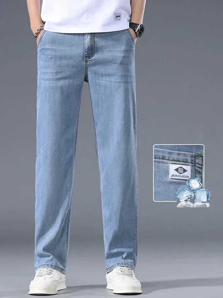 Business Jeans Men's Spring Thin Casual Straight Fashion Loose Brand Pants Comfortable Male Denim Trousers