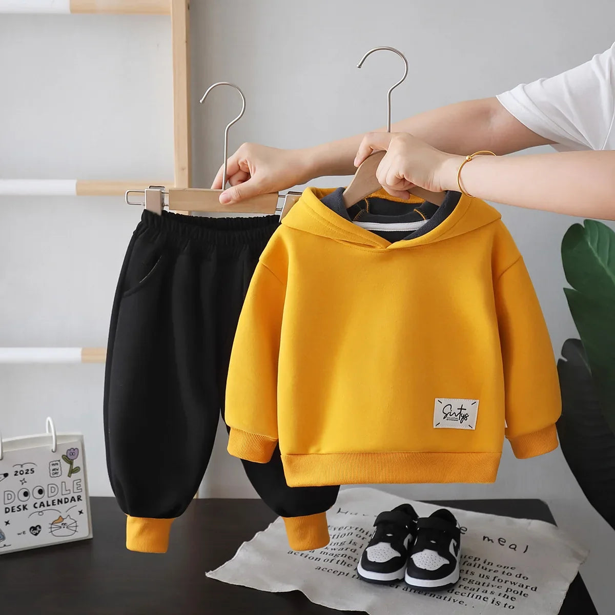 New Autumn Winter Baby Boys Clothes Suit Children Thick Warm Hoodies Pants 2Pcs/Sets Infant Girls Clothing Set Kids Tracksuits