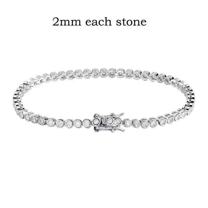 3 Colors 2/3mm Bubbles All Moissanite Tennis Bracelet for Women Men Bangles Full Diamond Pure 925 Silver Chain Jewelry