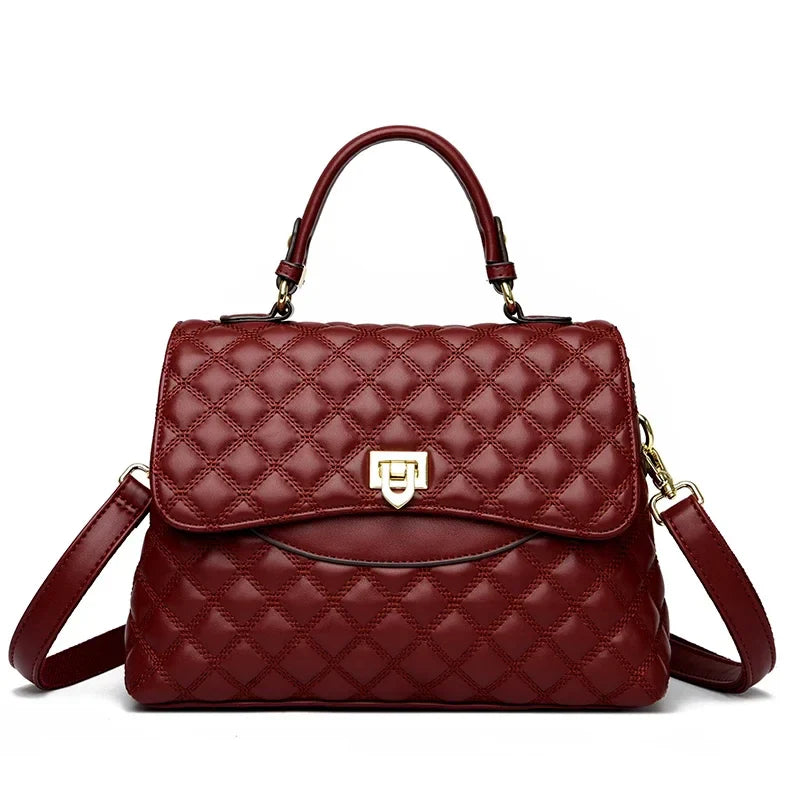 New Women's Soft Leather Shoulder Bags Multi-Layer Pockets Messenger Crossbody Bags Luxury Designer Female Handbags and Purses