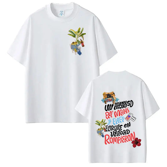 Rapper Bad Bunny T-shirt Debi Tirar Mas Fotos DTMF World Tour T Shirts Men's Clothing Fashion Hip Hop Vintage T-shirt Streetwear