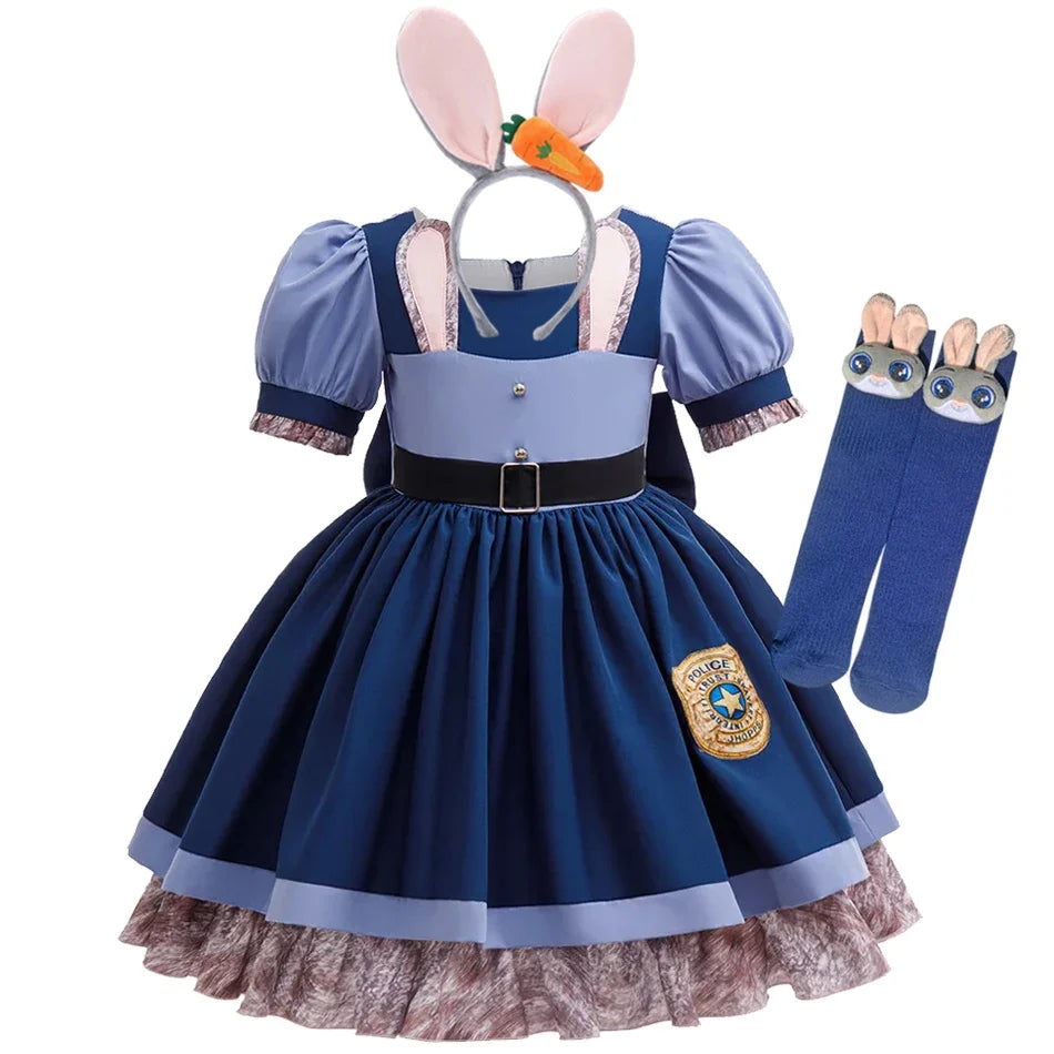 Girl Zootopia 2 Dress Cosplay New Moives Judy Costume Halloween Bunny Cosplay Dress Up Performance Birthday Clothes