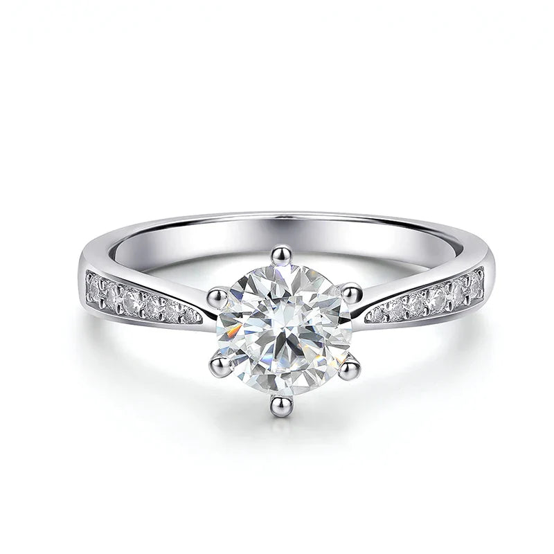 Real 0.3-3CT Moissanite Wedding Ring for Women Sterling Silver Round Brilliant Diamond Solitaire Engagement Rings Gift