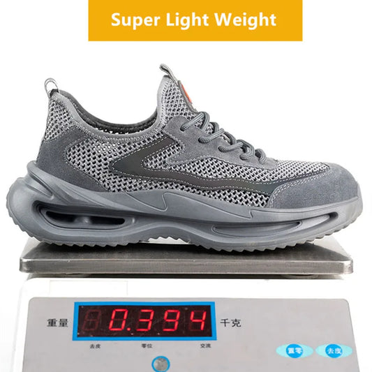 summer breathable work shoes with iron toe anti puncture security shoes work sneakers for men anti-slip Lightweight safety shoes
