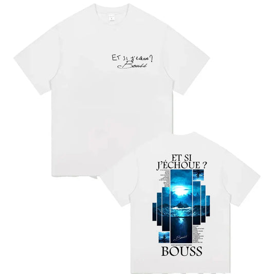 Rapper BOUSS ET SI J'ECHOUE ? Tour 2025 Graphic T Shirt Men's Retro Hip Hop Short Sleeve T-shirts Pure Cotton Tshirt Streetwear