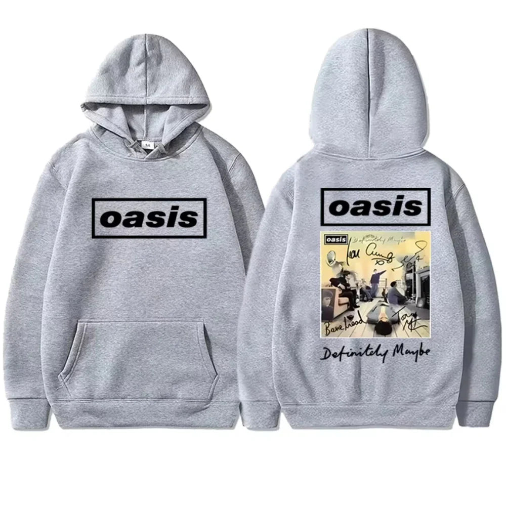 2025 Hot Sale British Rock Band Oasis Graphic Double Sided Printed Hoodie Men Women Fleece Autumn Winter Hip Hop Male Sweatshirt