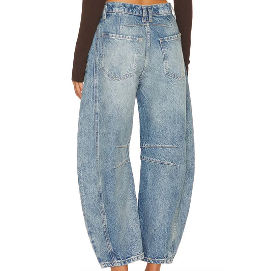 Women's Relaxed-Fit Denim Curved Pants