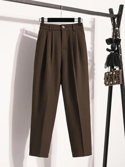 Plus Size Pants Woman 2026 Spring Autumn New Arrival High Waist Suit Pants High Quality Korean Style Straight Trousers
