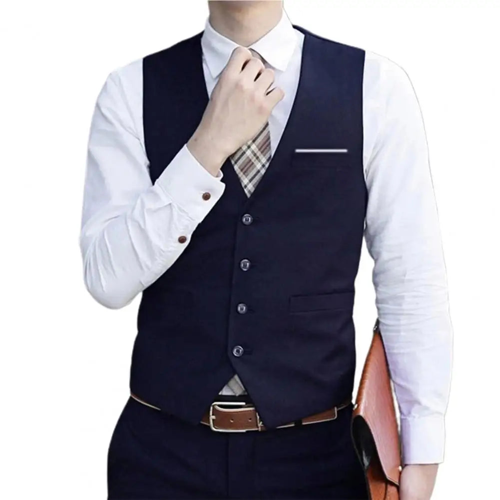 2025 Men Vest Single-breasted V Neck Formal Waistcoat Suit Vest Men Wedding Summer Beach One Piece Waistcoat V Neck Fashion Cost