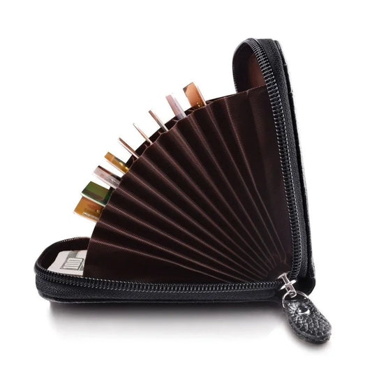Portefeuille Homme en Cuir PU Véritable Porte-Cartes de Crédit Blocage RFID Pochette Zippée Homme Sac Multi-cartes Fermeture Éclair Haute Qualité