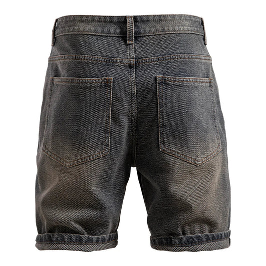 Mens 2025 Summer Retro Casual Denim Shorts Slim Fit Vintage Cotton Blend Comfortable Stylish Denim Shorts