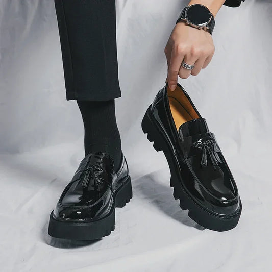 Genuine Leather Men Shoes Fashion Men Work Shoe Luxury Design Thick Bottom Elegant Formal Loafers Outdoor Comfort Business Shoe