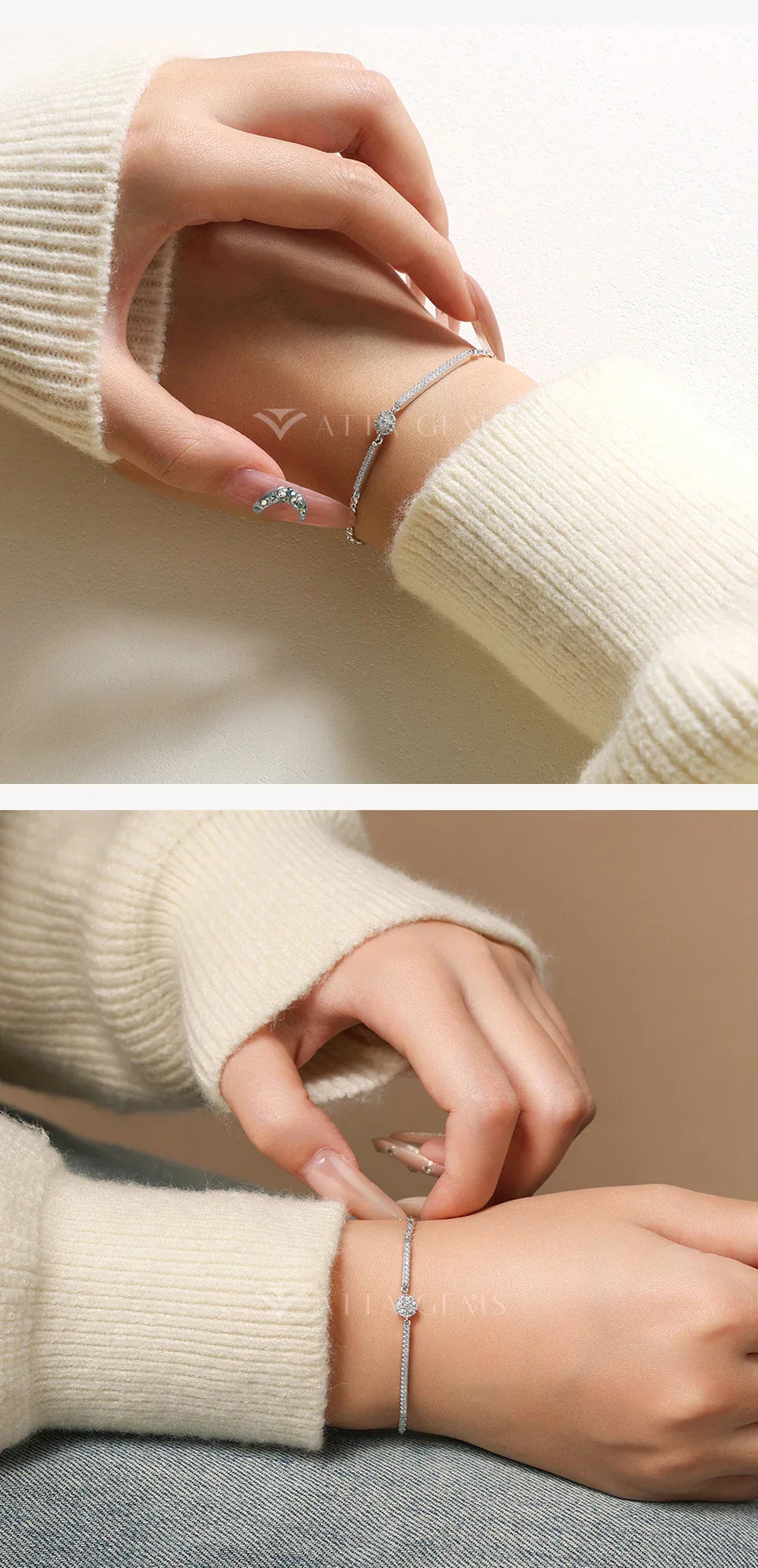 Full Moissanite Bracelets Original S925 Sterling Silver Adjustable Women’s Bracelet Simple Fine Jewelry Birthday Gifts
