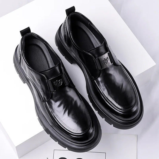 Spring Autumn New Increase Leather Shoes for Men Black Business Casual Platform Shoes Male Fashion High Quality Dress Shoe Man